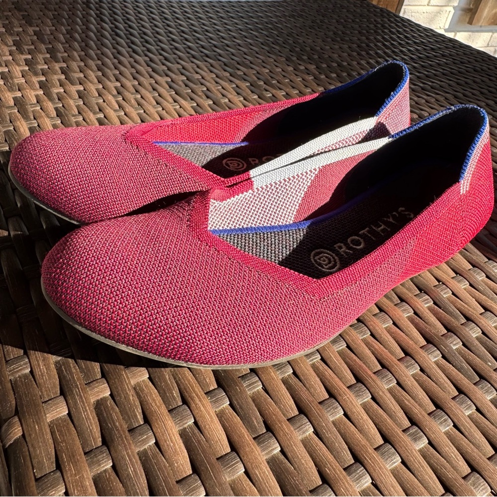 Rothy’s Berry Color Block Round Toe Ballet Flats 8.5 Women